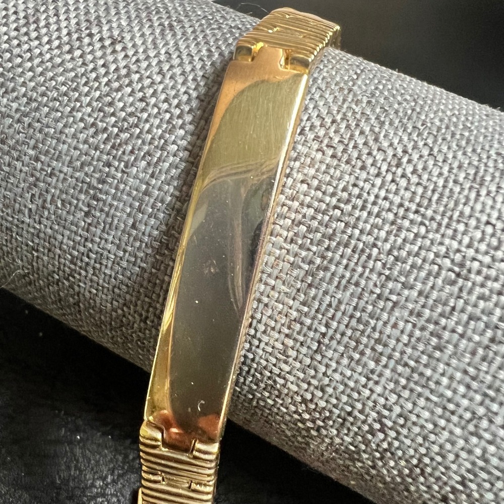 Vintage ID‎ Bracelet 7.25 Gold Ribbed Link Exc